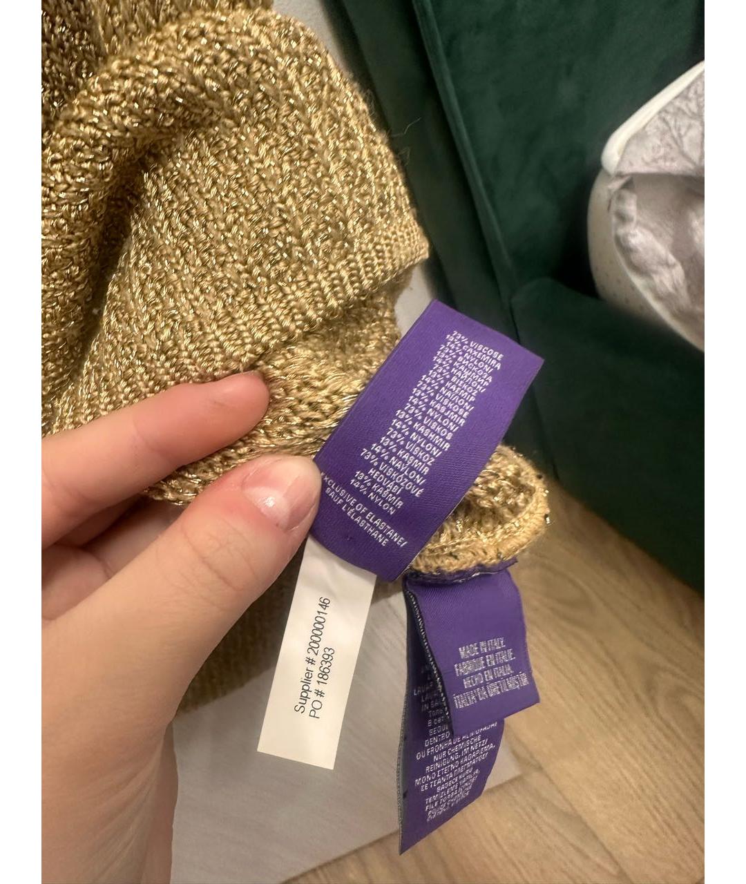 RALPH LAUREN PURPLE LABEL Золотая кашемировая юбка мини, фото 6