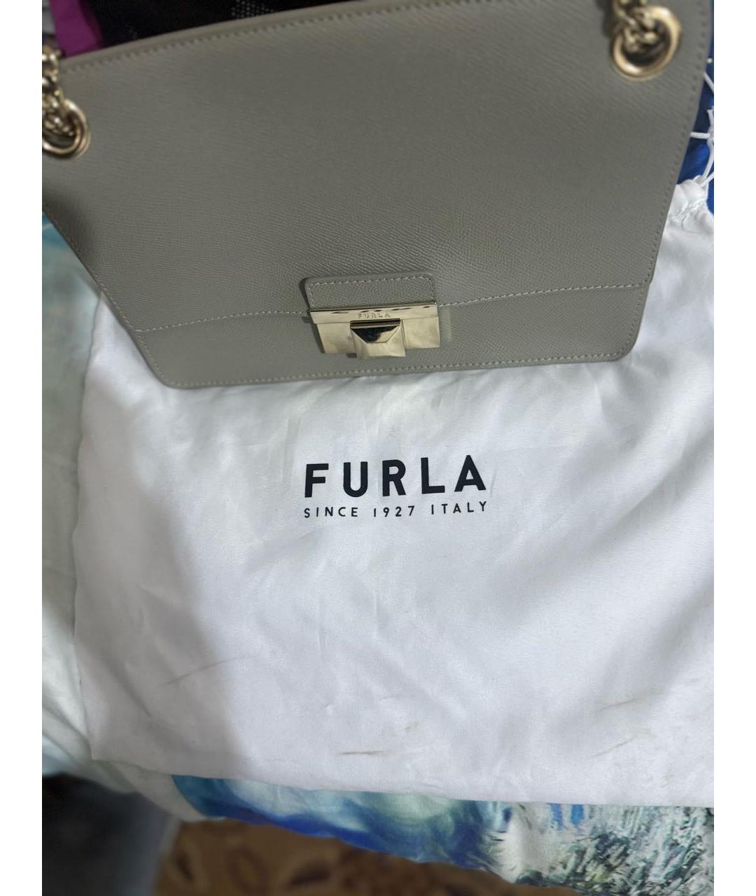 FURLA Серебряная кожаная сумка через плечо, фото 3