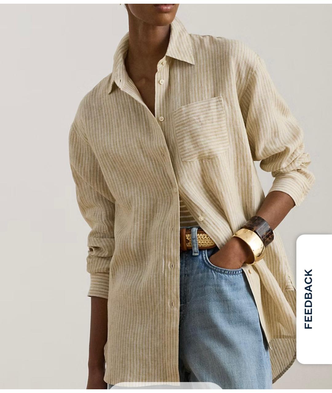 RALPH LAUREN COLLECTION Бежевая льняная рубашка, фото 7