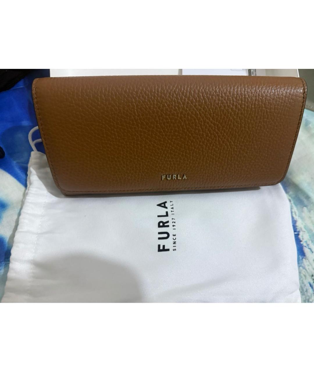 FURLA Коричневый кожаный кошелек, фото 4