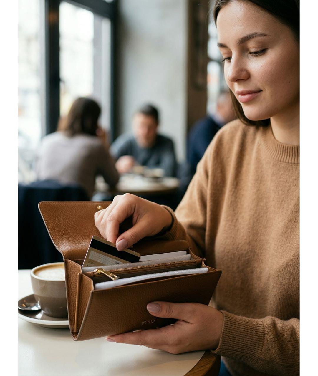 FURLA Коричневый кожаный кошелек, фото 2