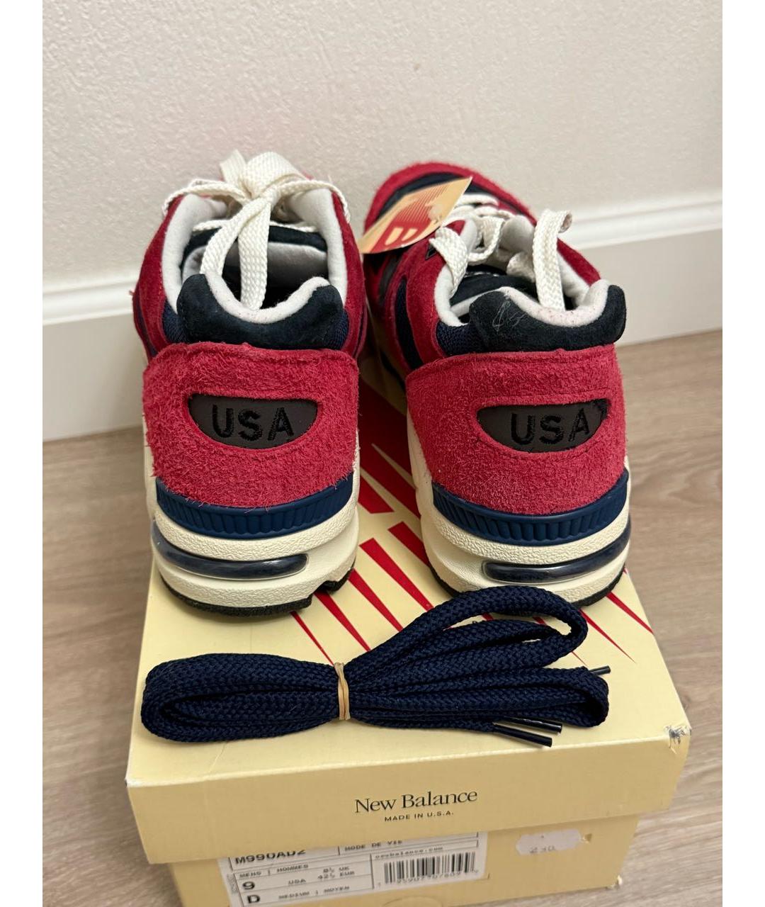 NEW BALANCE Красные замшевые низкие кроссовки / кеды, фото 3