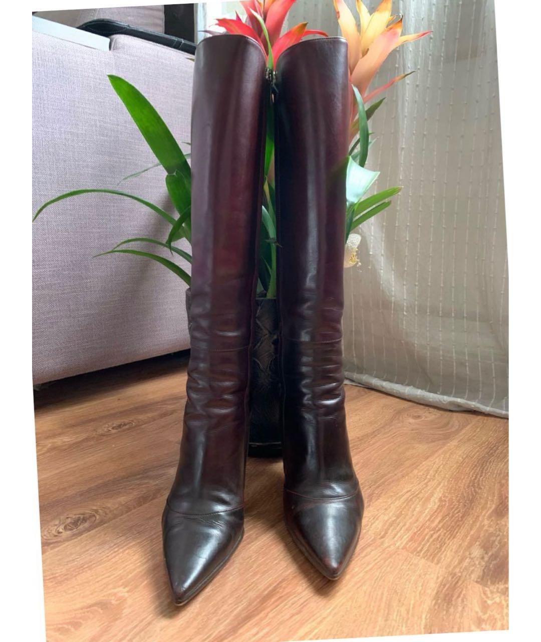 GUCCI Коричневые кожаные сапоги, фото 2