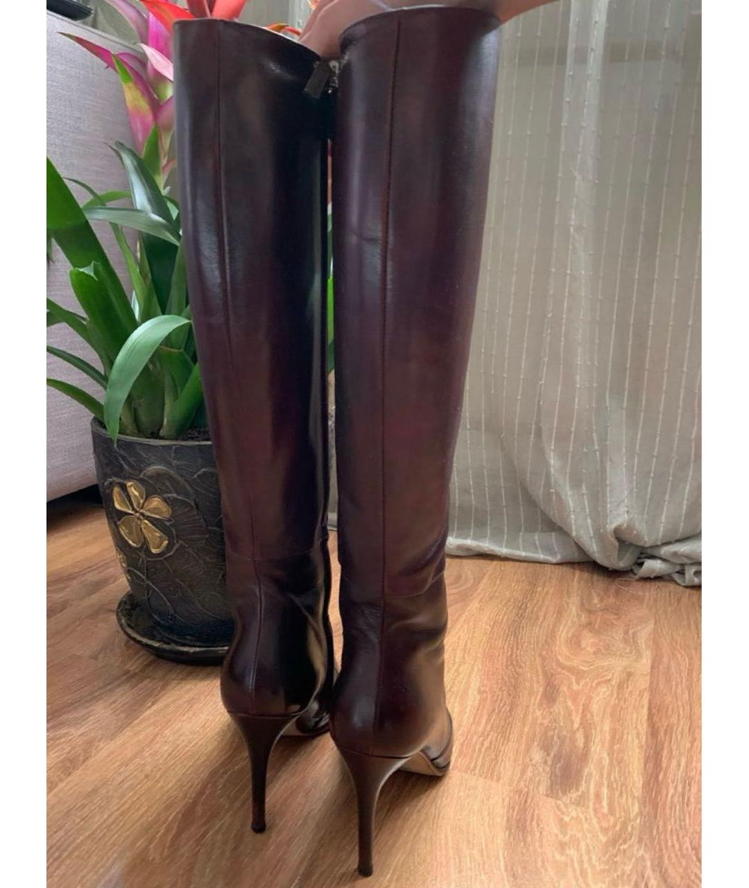 GUCCI Коричневые кожаные сапоги, фото 4