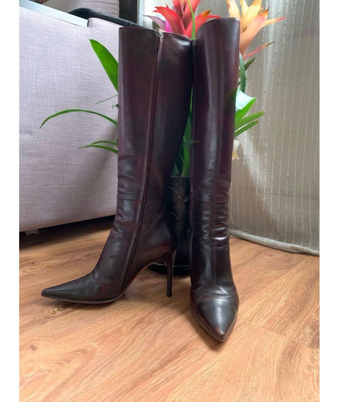 GUCCI Коричневые кожаные сапоги, фото 3