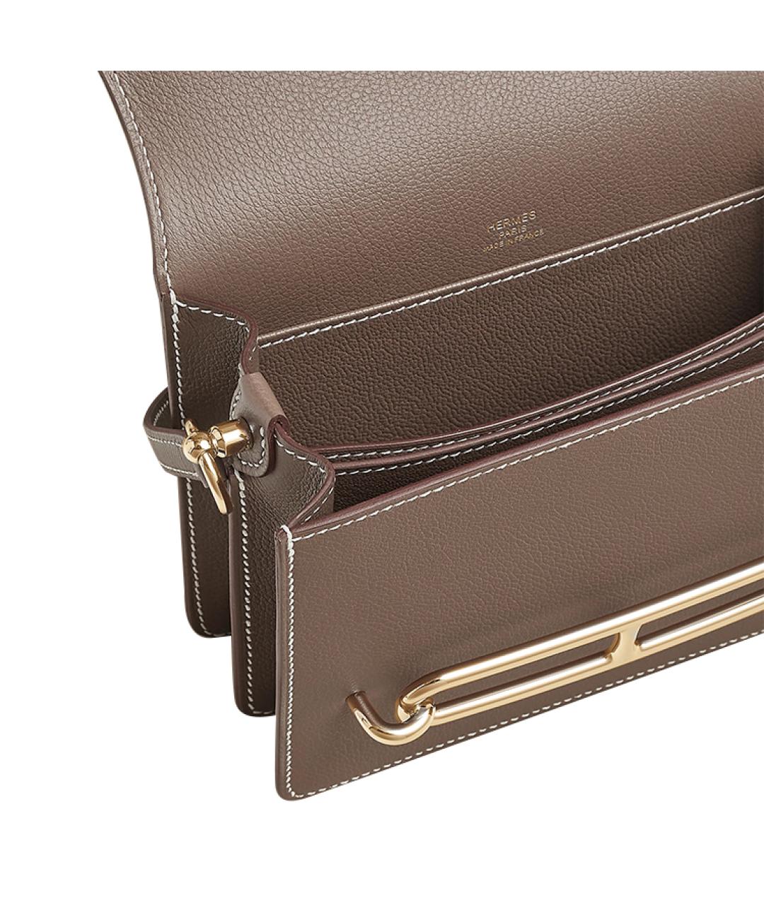 HERMES Коричневая кожаная сумка через плечо, фото 4