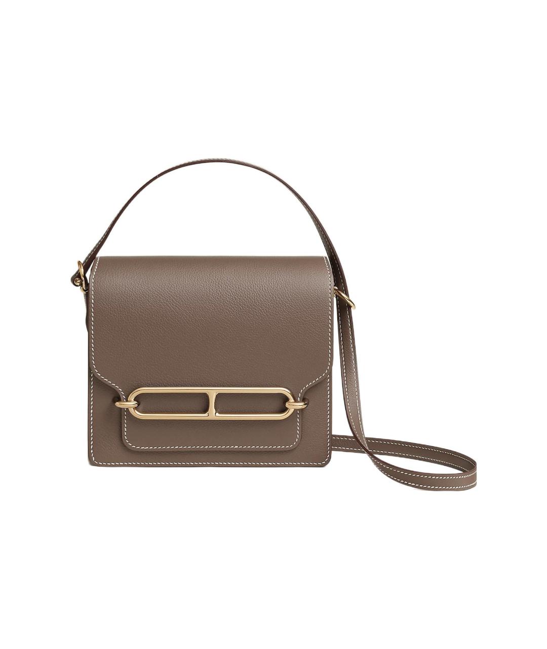 HERMES Коричневая кожаная сумка через плечо, фото 6