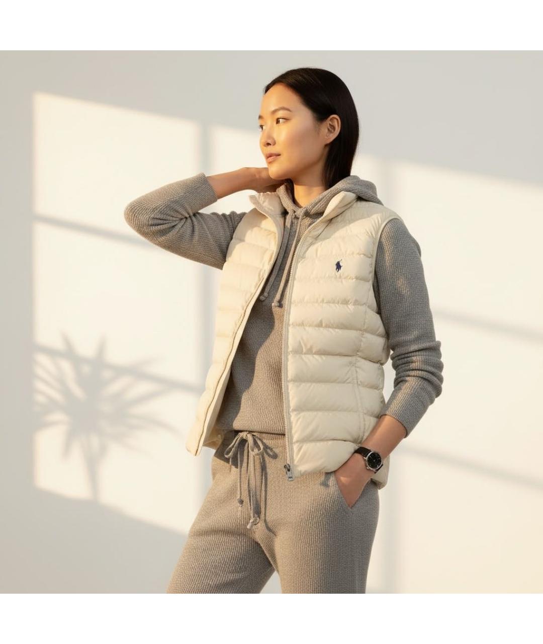 RALPH LAUREN Бежевый полиэстеровый жилет, фото 2