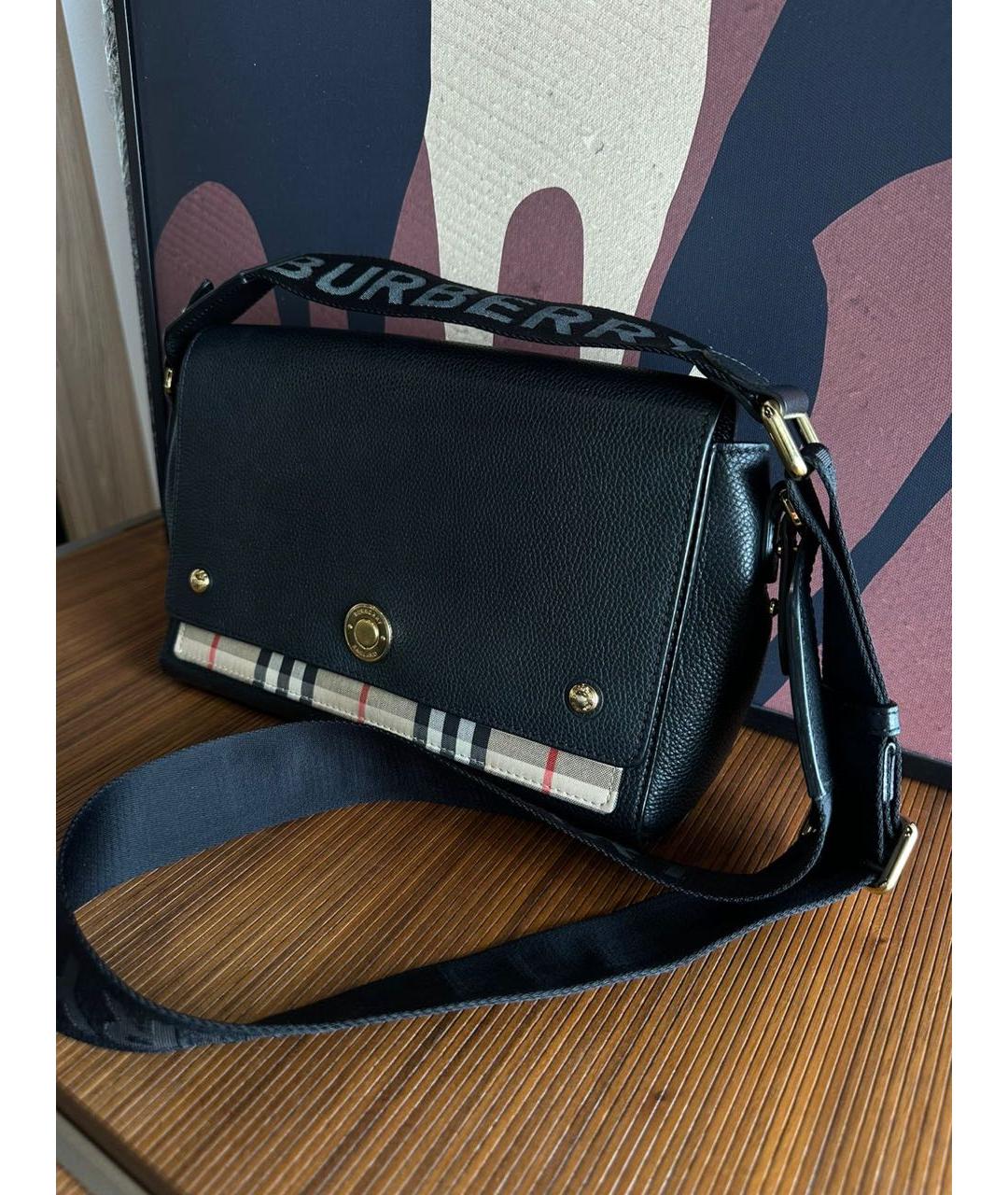 BURBERRY Черная кожаная сумка через плечо, фото 2