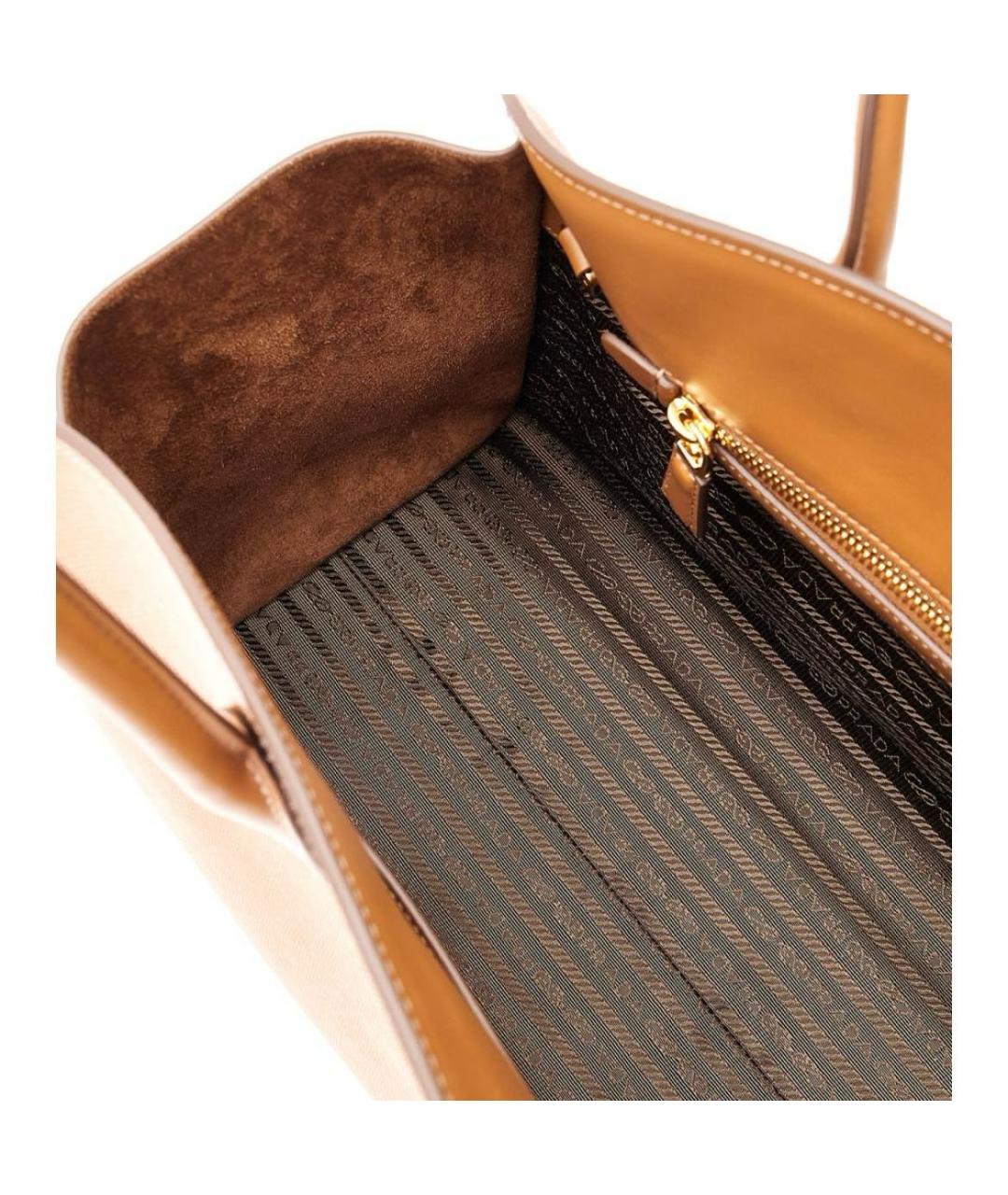 PRADA Коричневая кожаная сумка с короткими ручками, фото 4