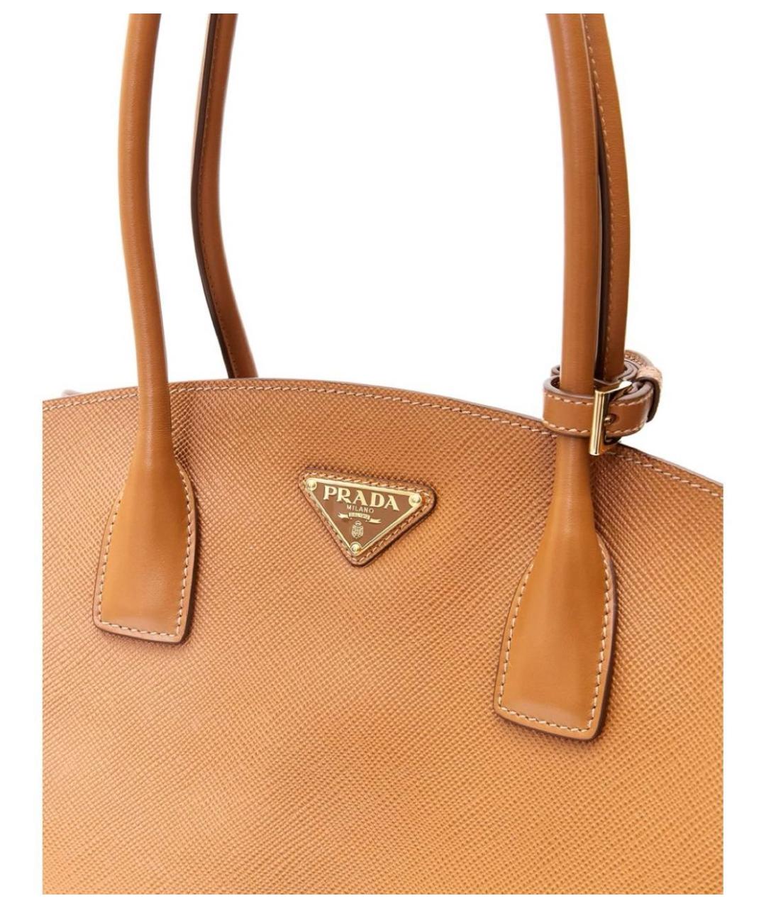 PRADA Коричневая кожаная сумка с короткими ручками, фото 5