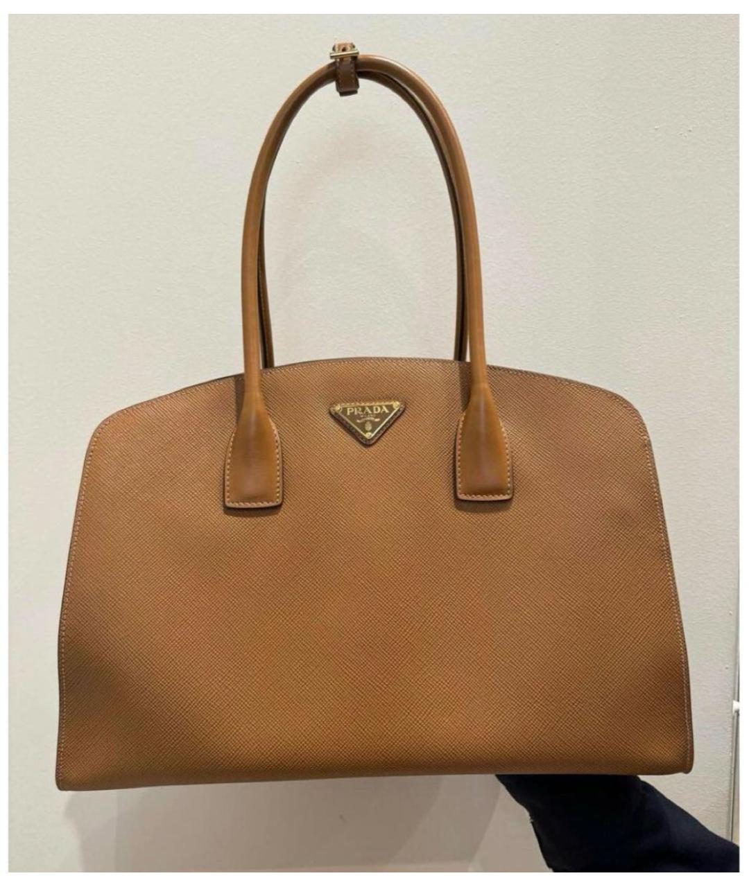 PRADA Коричневая кожаная сумка с короткими ручками, фото 8