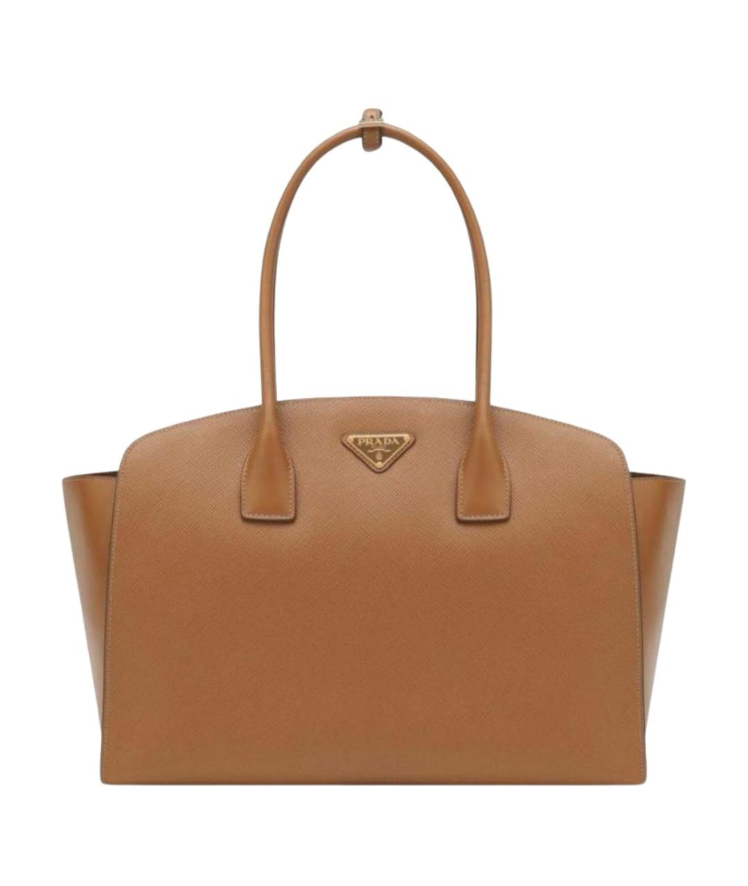 PRADA Коричневая кожаная сумка с короткими ручками, фото 1