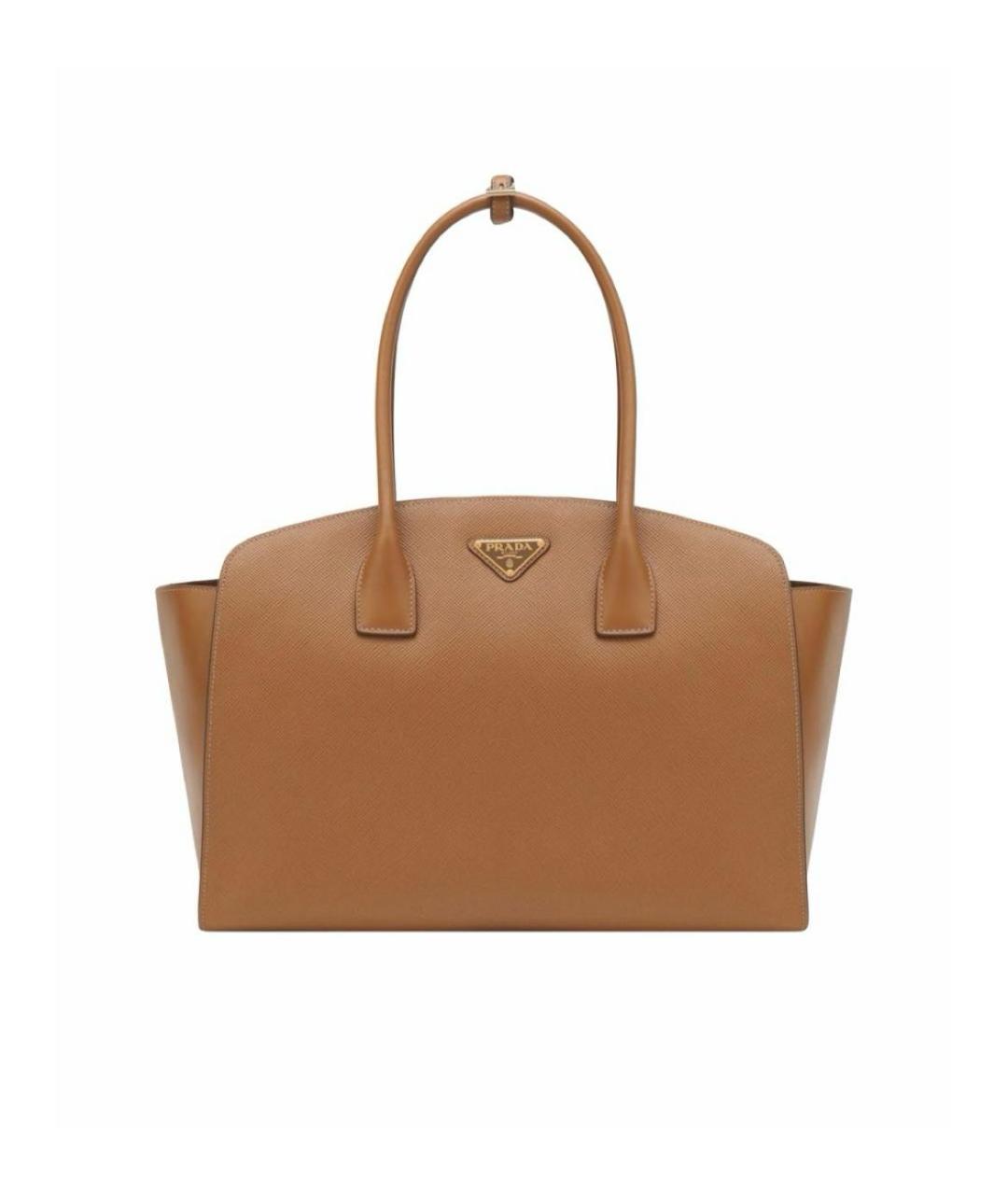 PRADA Коричневая кожаная сумка с короткими ручками, фото 9