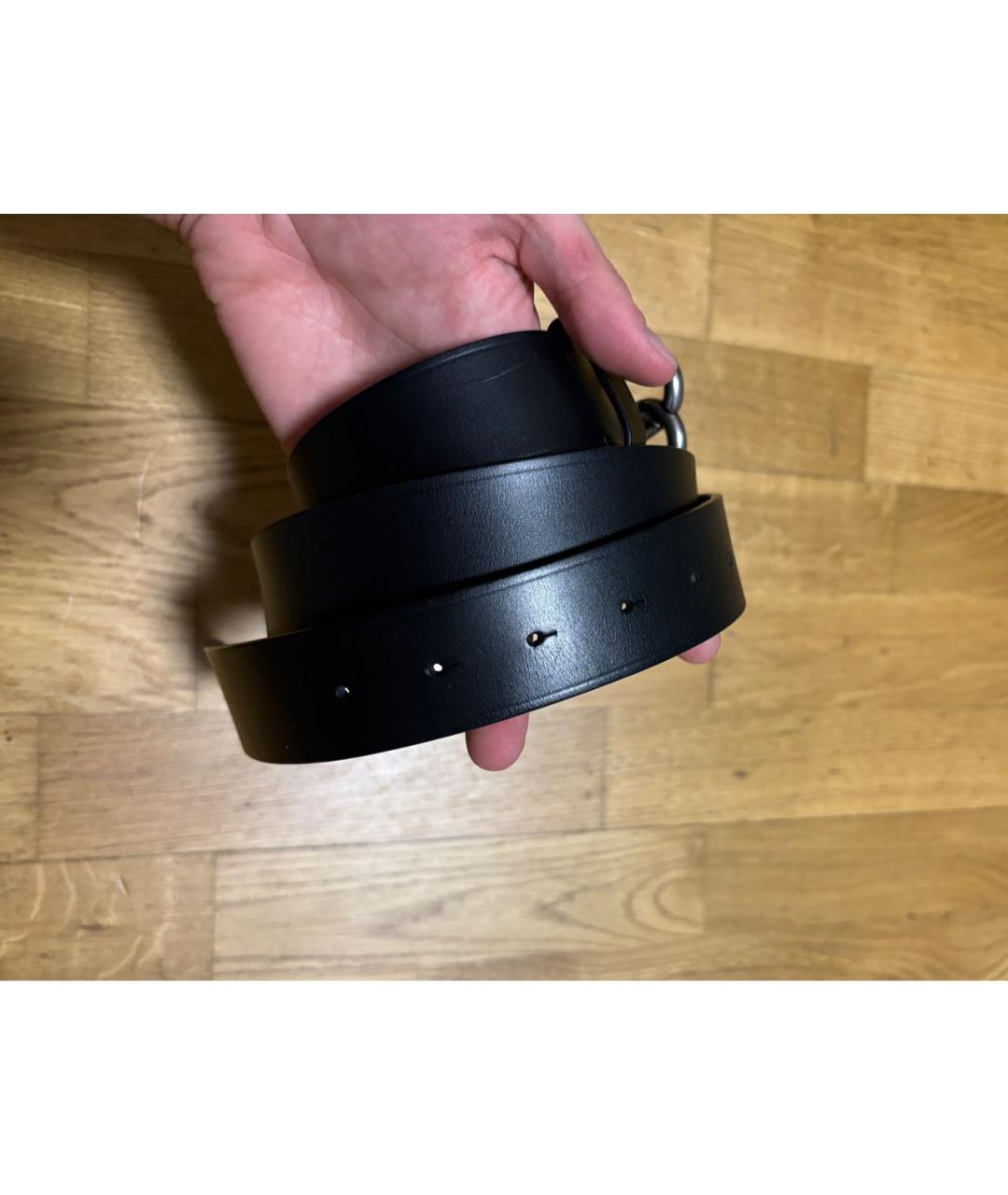 BALENCIAGA Черный кожаный ремень, фото 3