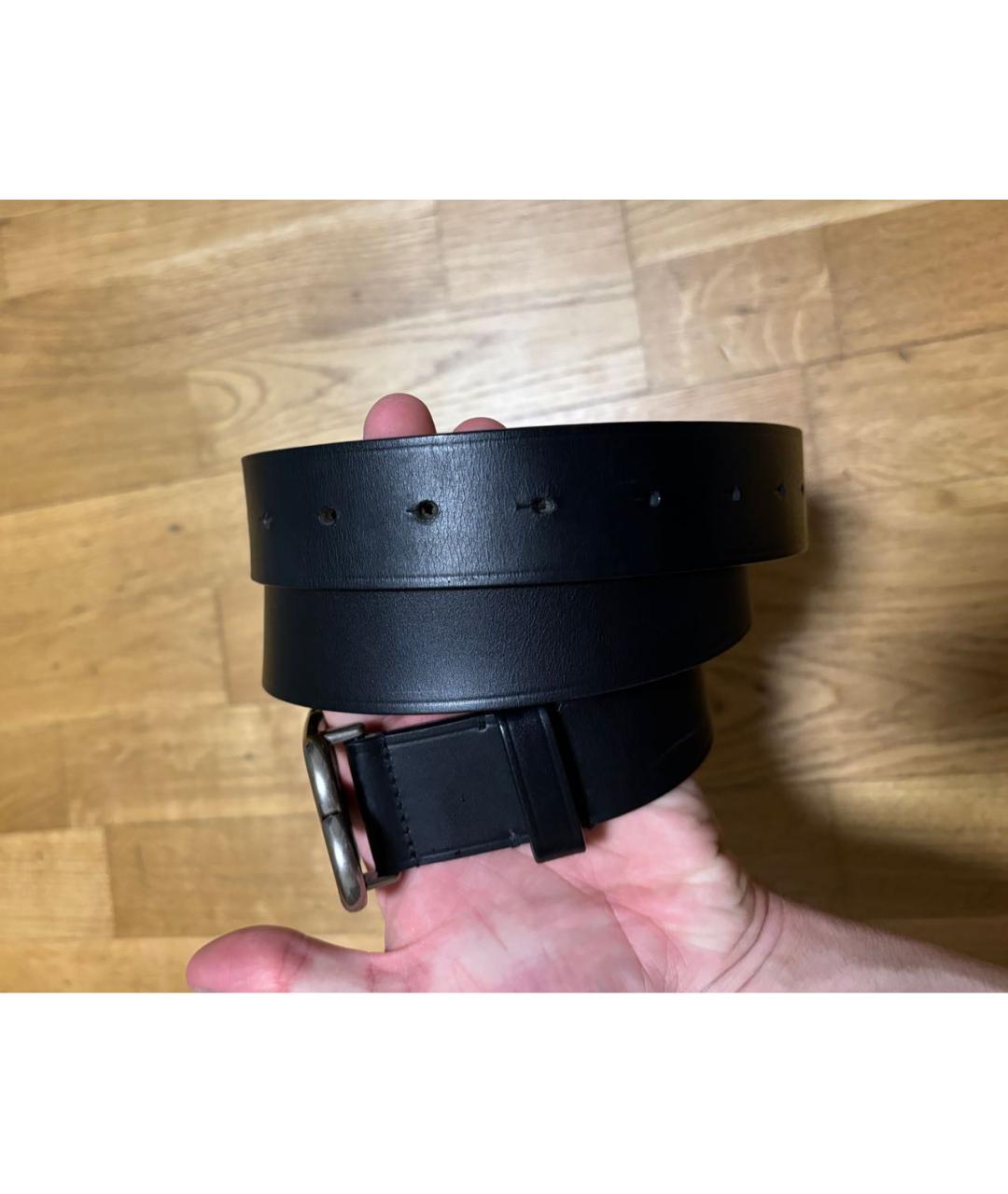 BALENCIAGA Черный кожаный ремень, фото 2