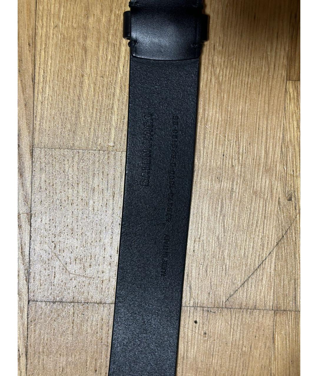 BALENCIAGA Черный кожаный ремень, фото 6