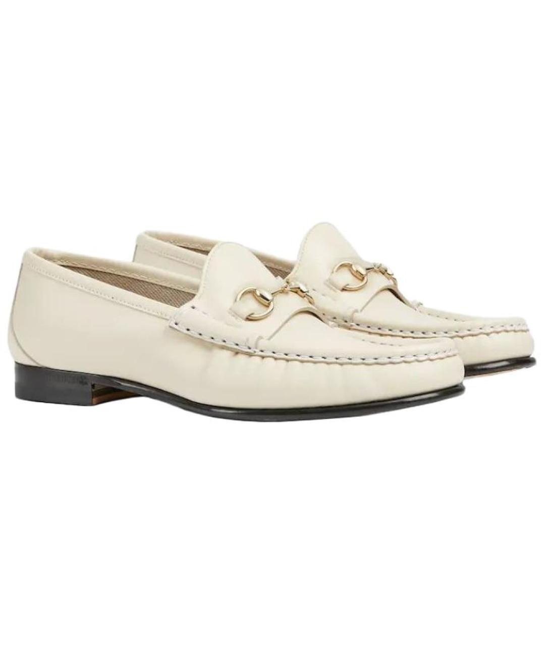 GUCCI Белые кожаные лоферы, фото 3