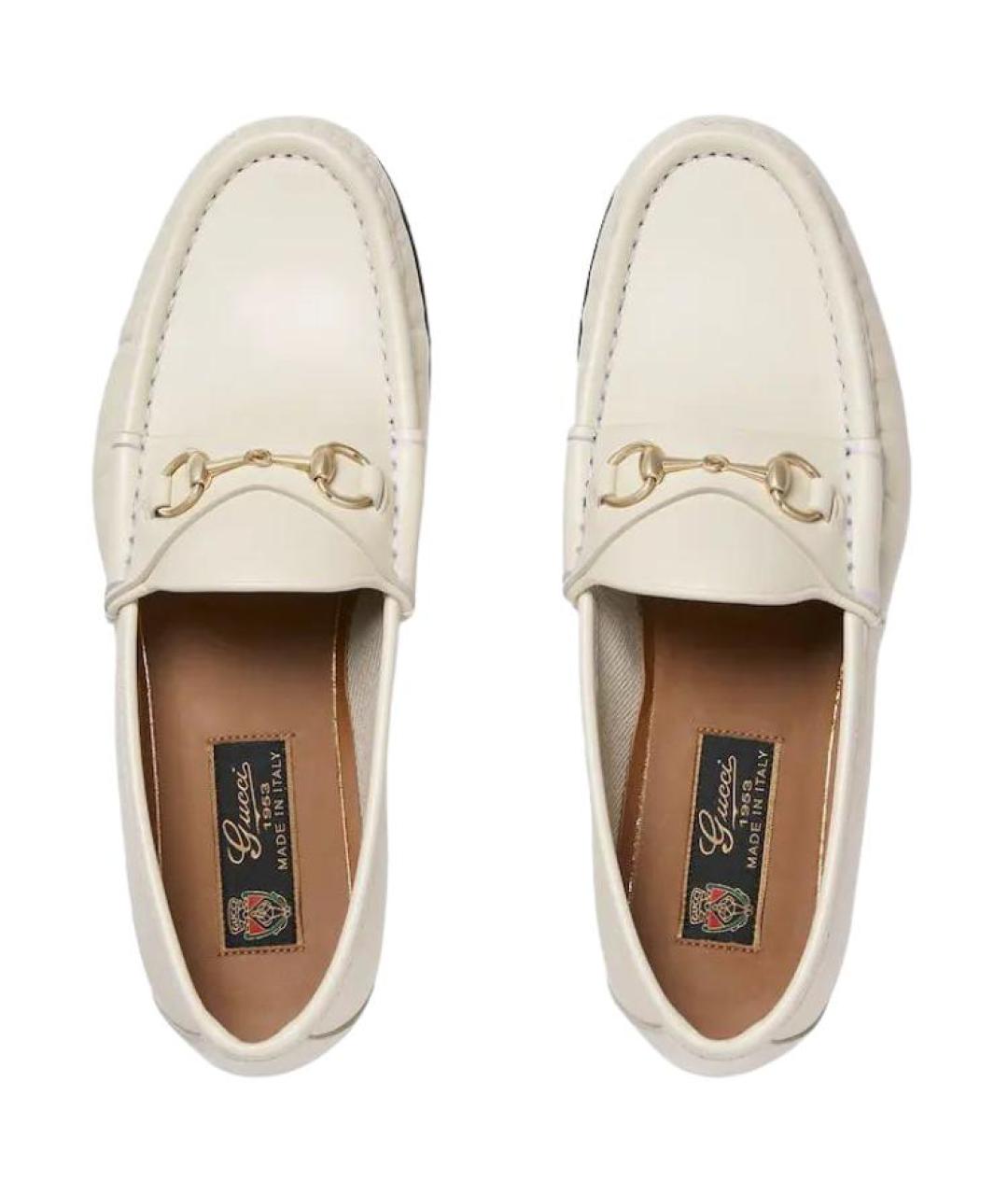 GUCCI Белые кожаные лоферы, фото 4