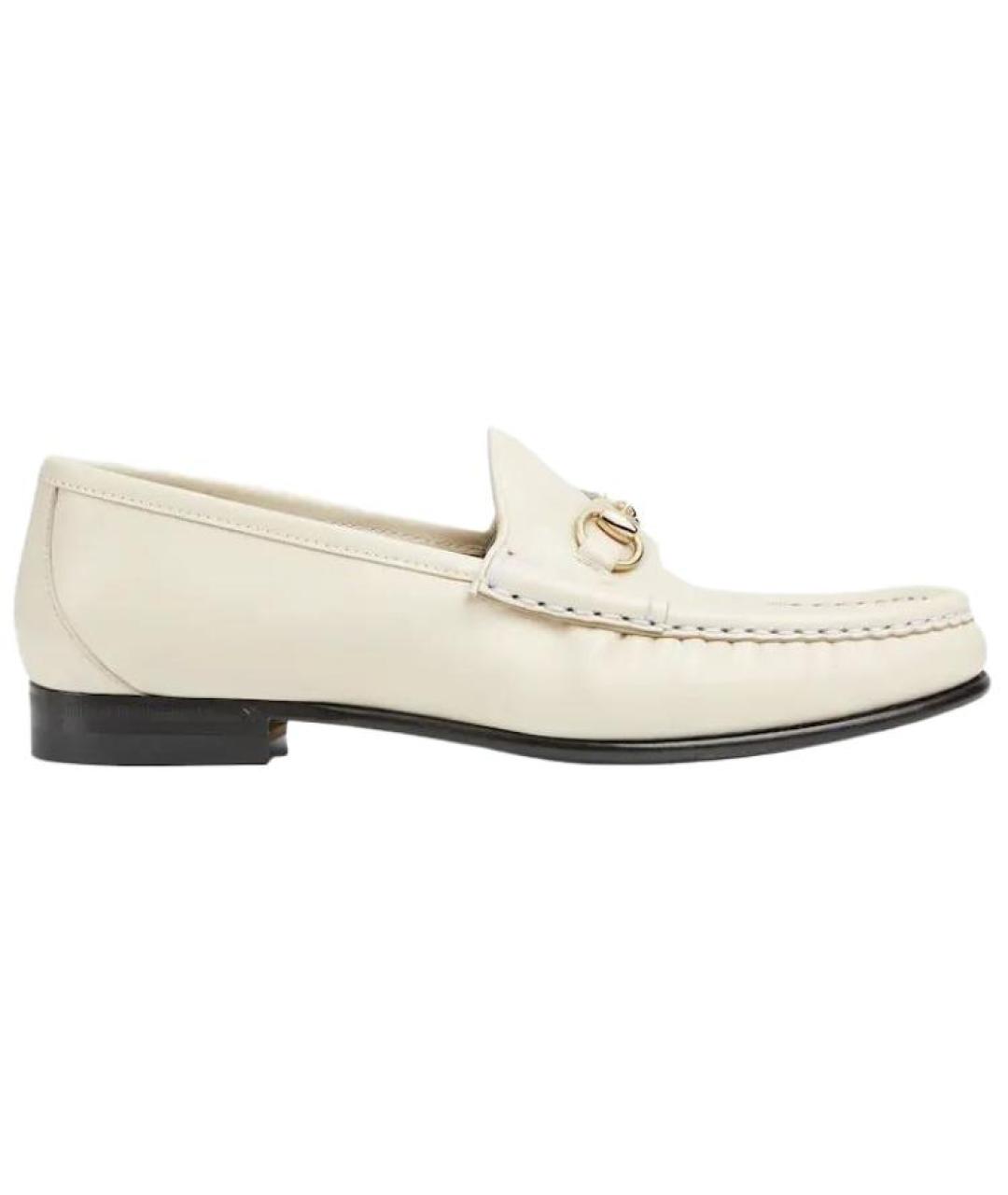 GUCCI Белые кожаные лоферы, фото 1