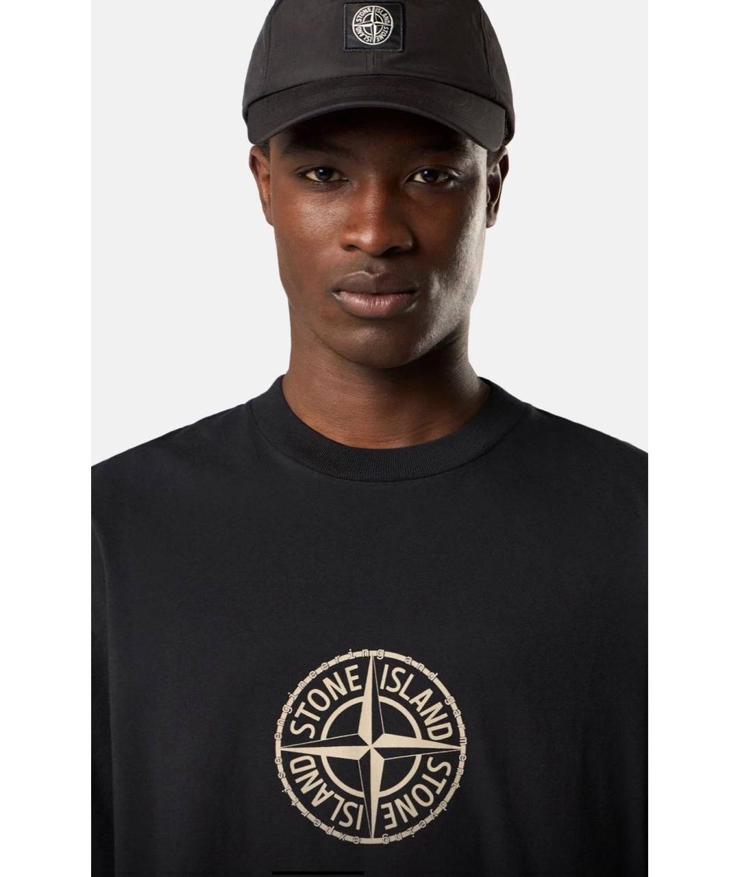 STONE ISLAND Черная хлопковая футболка, фото 5