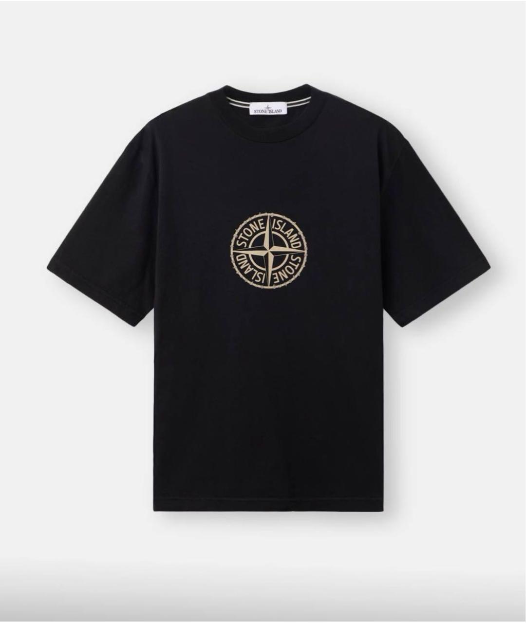 STONE ISLAND Черная хлопковая футболка, фото 6