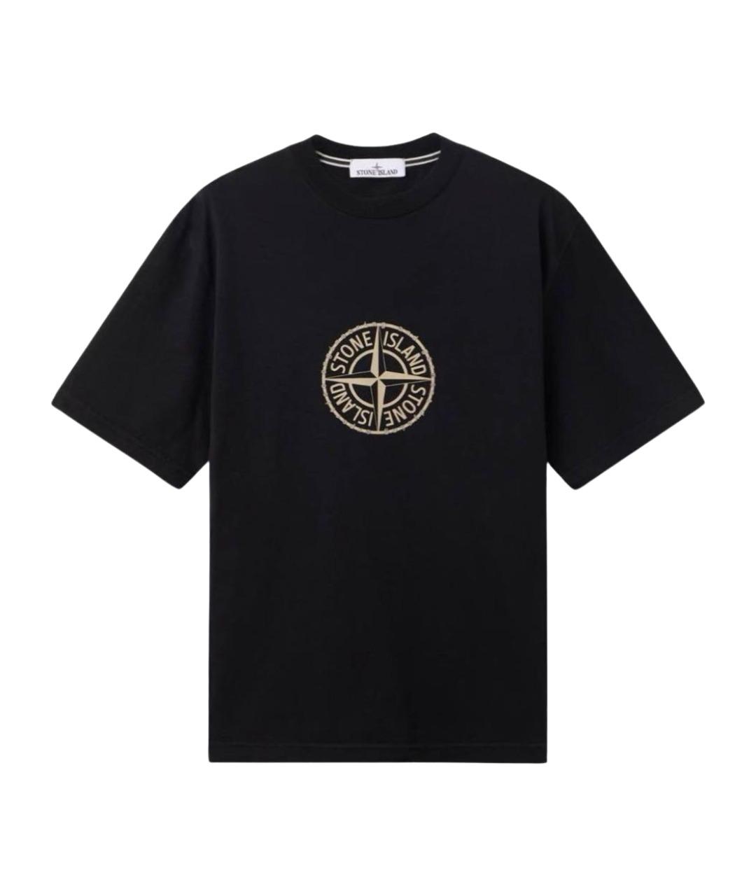 STONE ISLAND Черная хлопковая футболка, фото 1