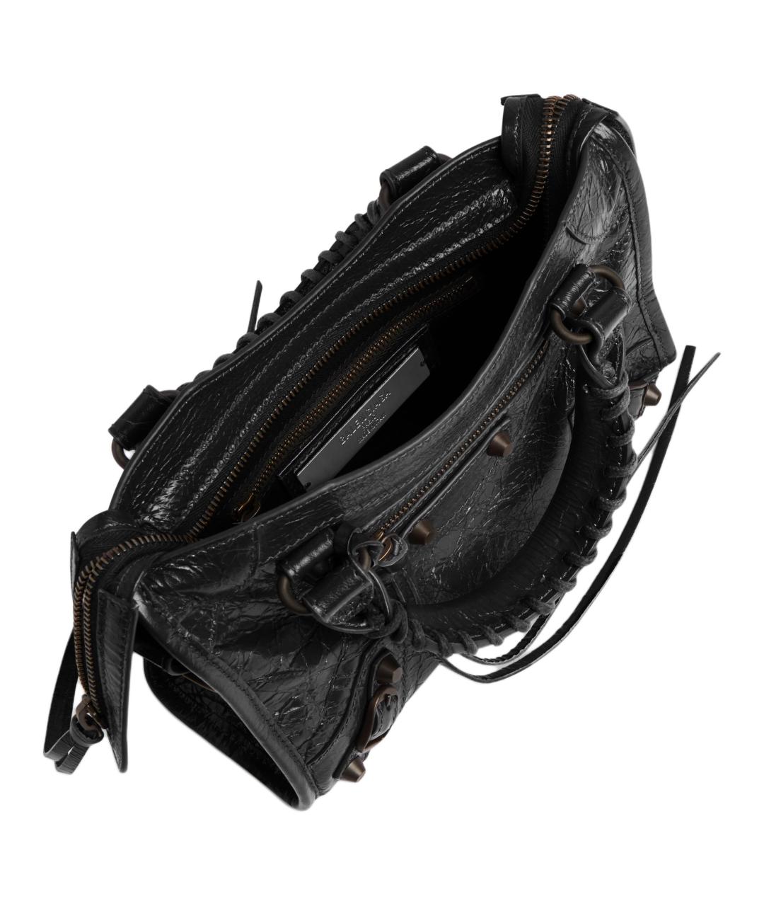 BALENCIAGA Черная кожаная сумка через плечо, фото 5