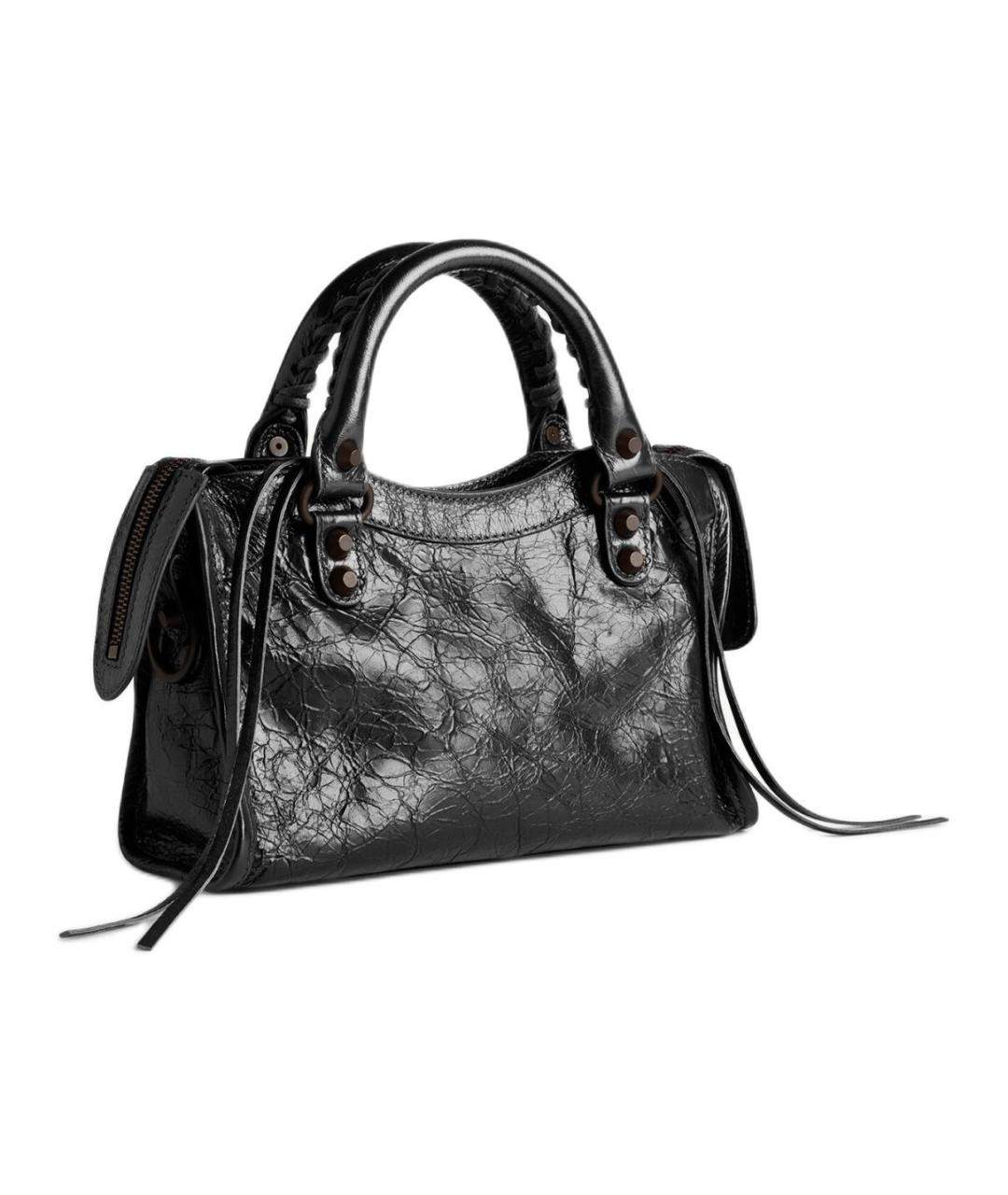 BALENCIAGA Черная кожаная сумка через плечо, фото 4