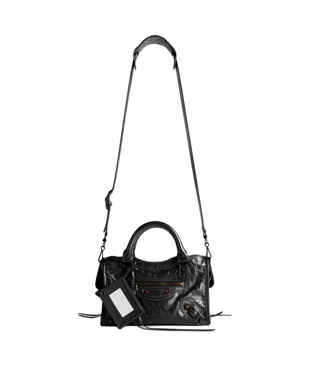 BALENCIAGA Черная кожаная сумка через плечо, фото 2