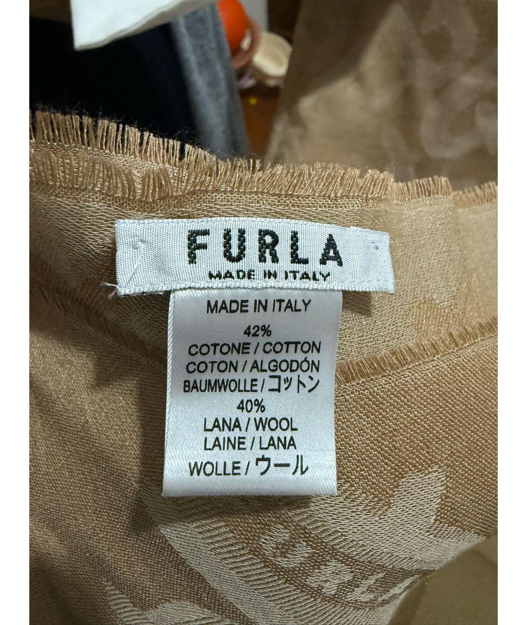 FURLA Бежевый шерстяной шарф, фото 2