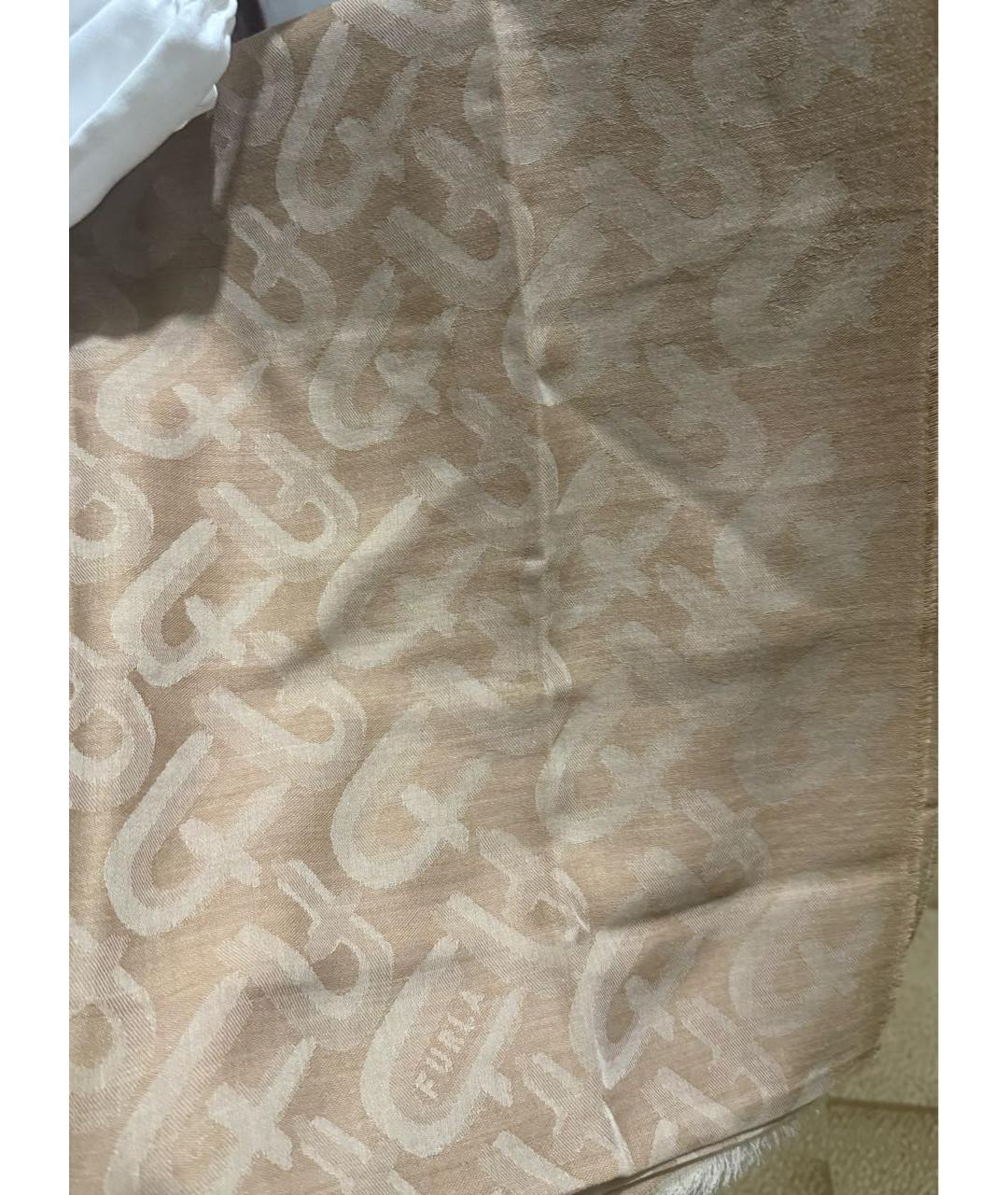 FURLA Бежевый шерстяной шарф, фото 4