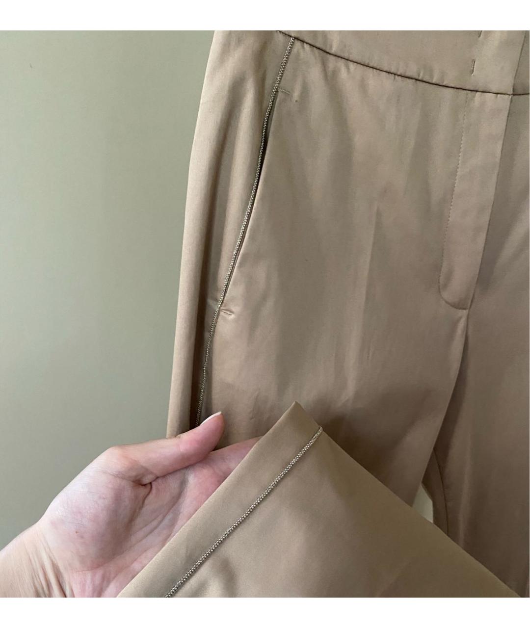PESERICO Бежевые хлопко-эластановые прямые брюки, фото 6