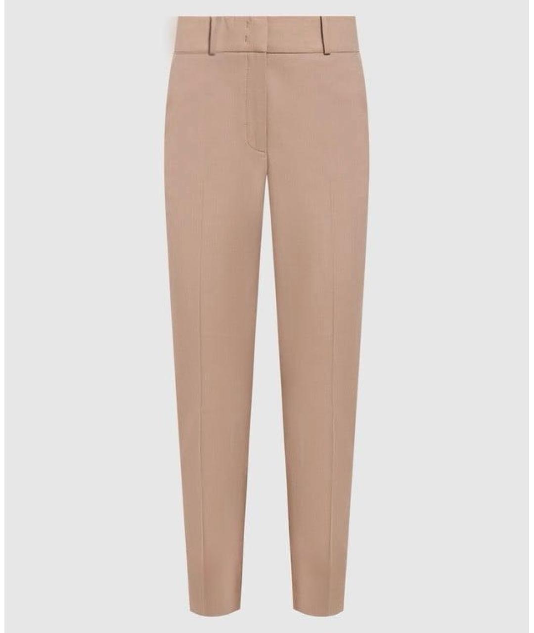 PESERICO Бежевые хлопко-эластановые прямые брюки, фото 9