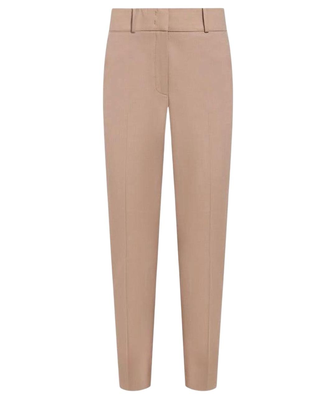 PESERICO Бежевые хлопко-эластановые прямые брюки, фото 1