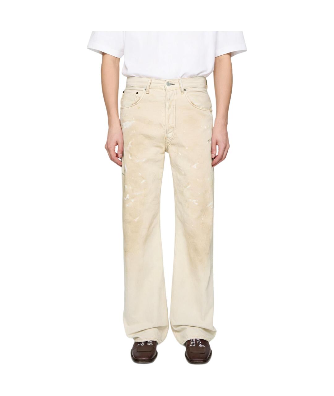 ACNE STUDIOS Бежевые хлопковые прямые джинсы, фото 3