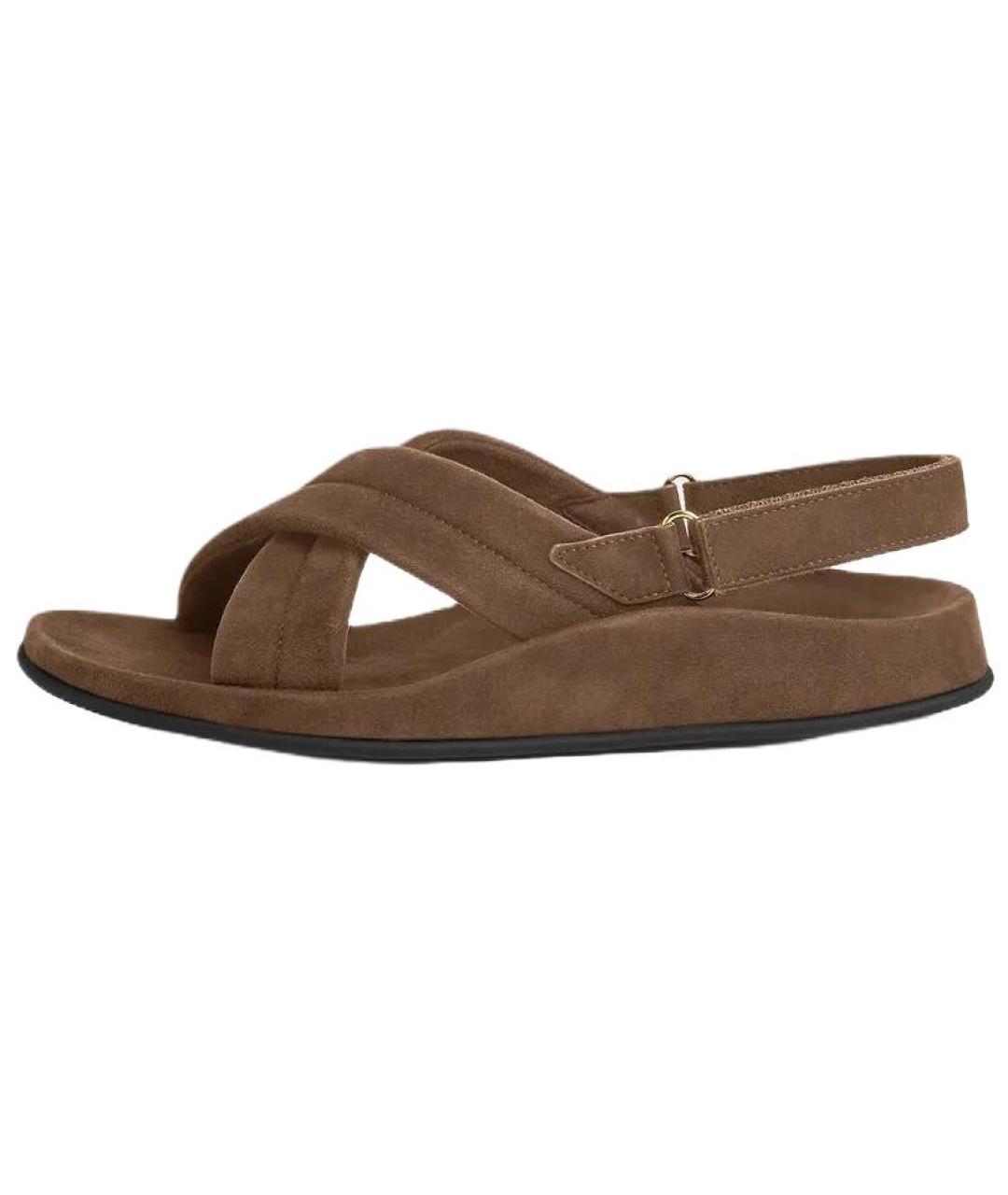 LORO PIANA Коричневые кожаные сандалии, фото 2