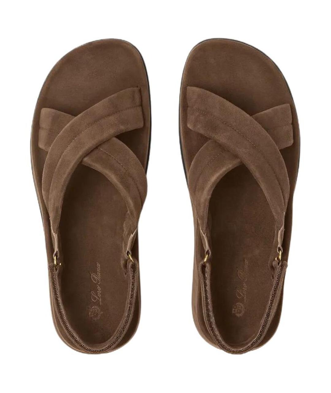 LORO PIANA Коричневые кожаные сандалии, фото 5