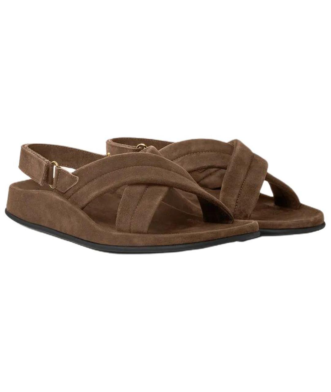 LORO PIANA Коричневые кожаные сандалии, фото 3