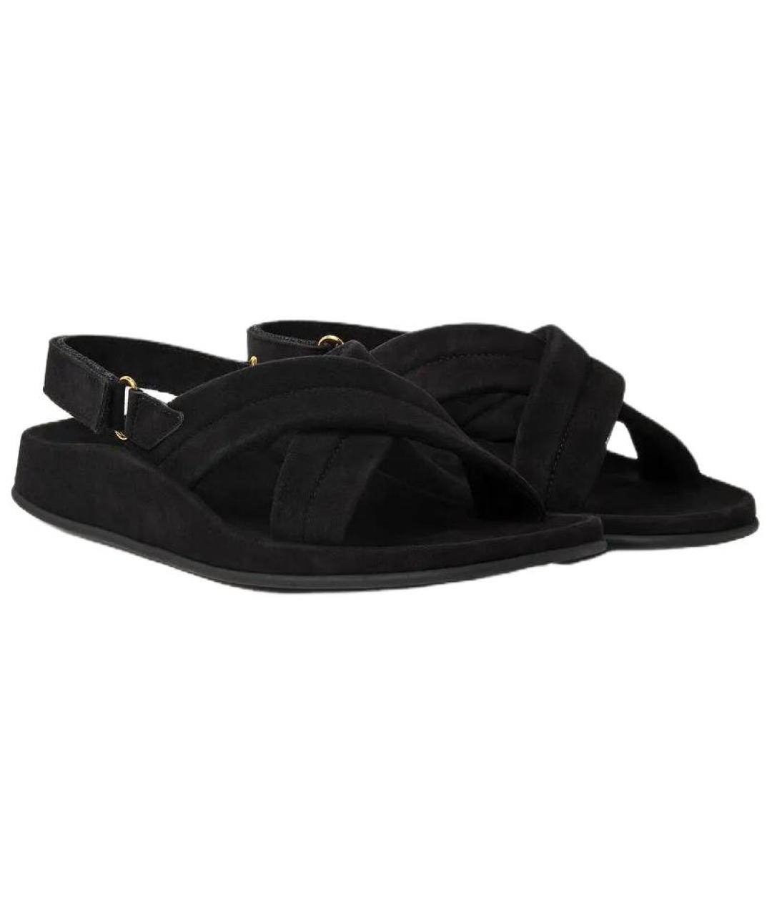 LORO PIANA Черные кожаные сандалии, фото 2