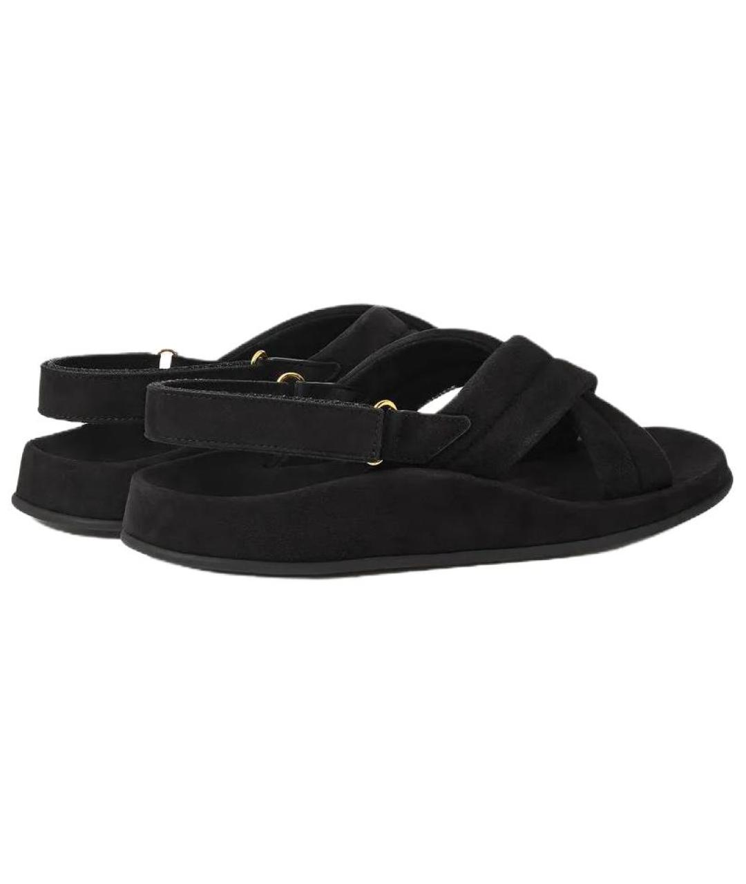 LORO PIANA Черные кожаные сандалии, фото 3