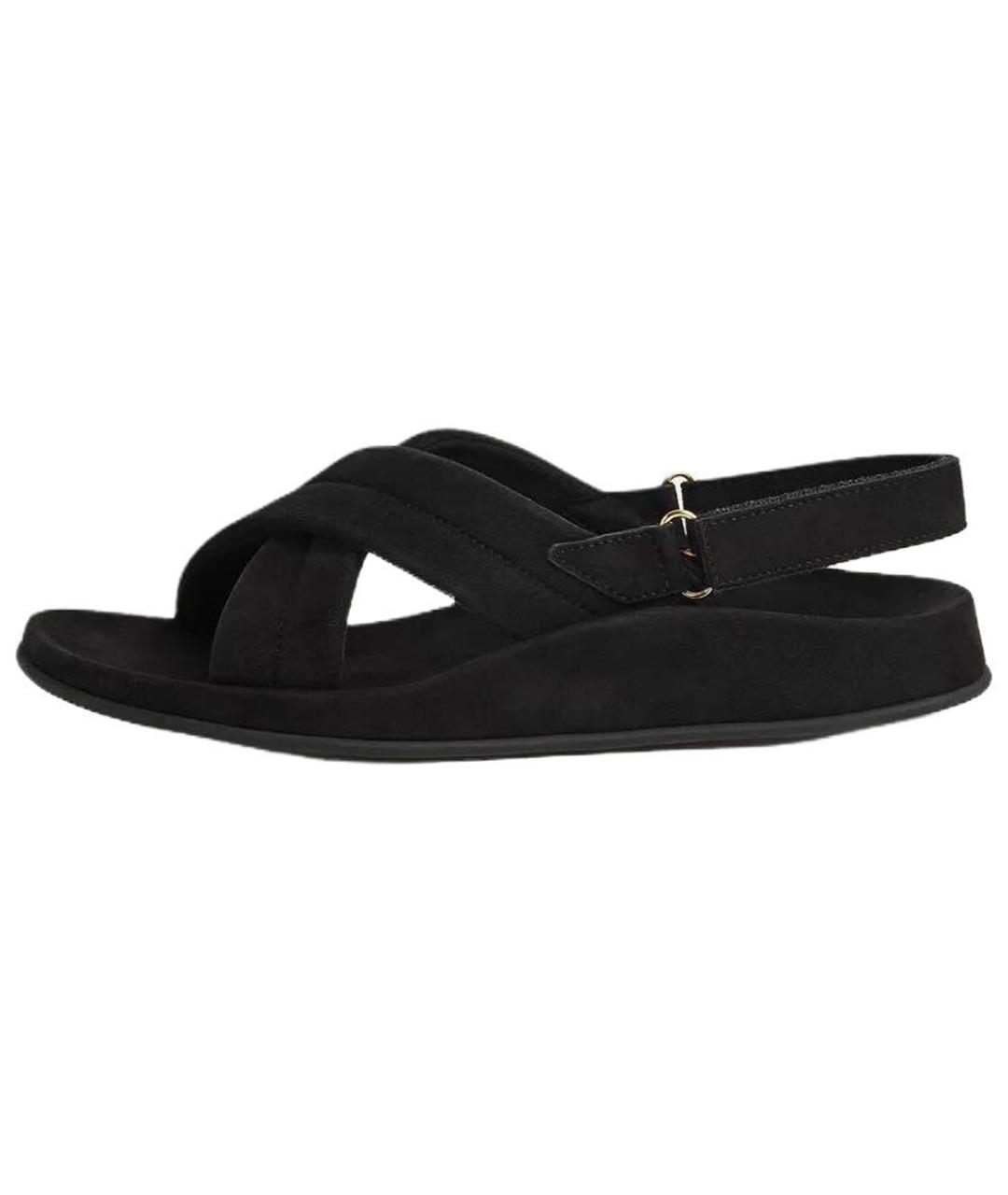 LORO PIANA Черные кожаные сандалии, фото 5