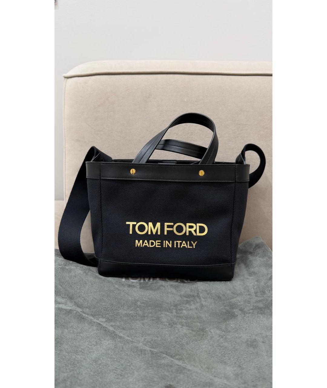 TOM FORD Черная хлопковая сумка тоут, фото 5