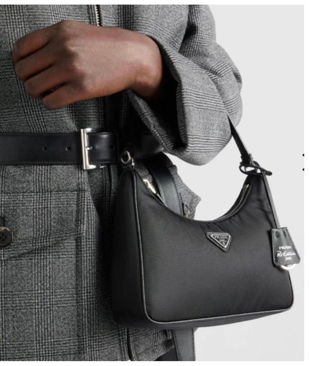 PRADA Черная тканевая сумка с короткими ручками, фото 2
