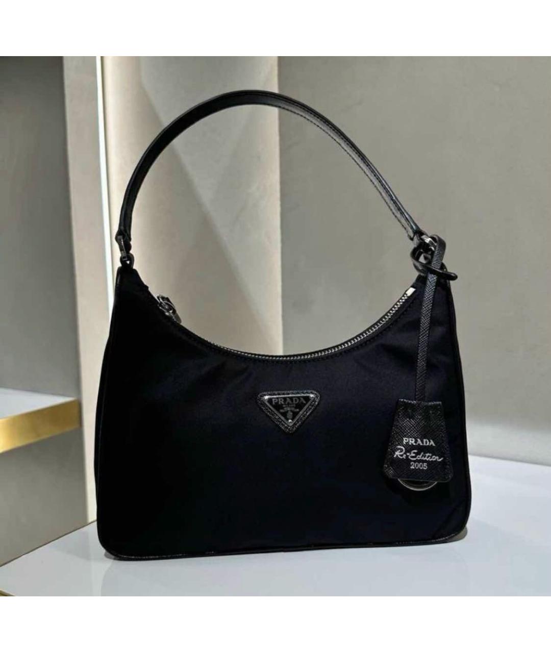 PRADA Черная тканевая сумка с короткими ручками, фото 4