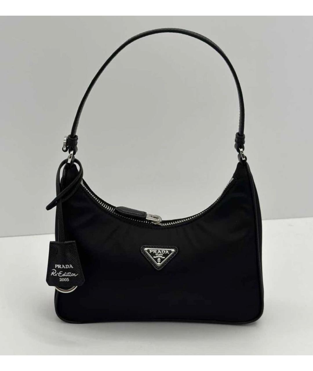 PRADA Черная тканевая сумка с короткими ручками, фото 5
