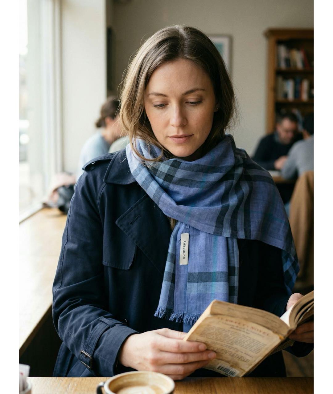 BURBERRY Синий шарф, фото 2