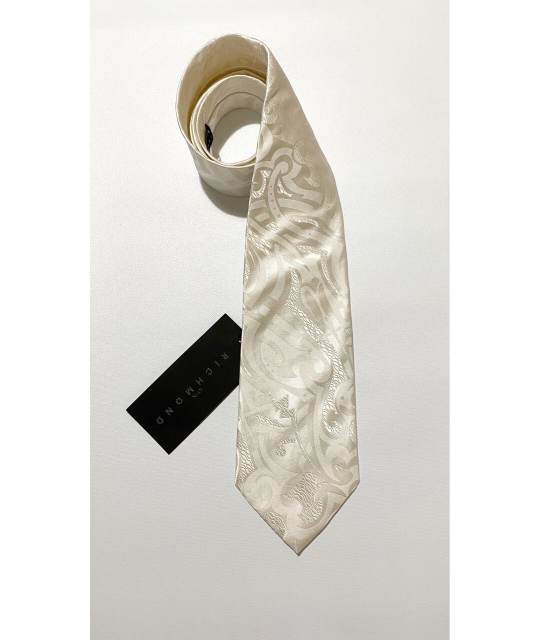 JOHN RICHMOND Бежевый шелковый галстук, фото 2