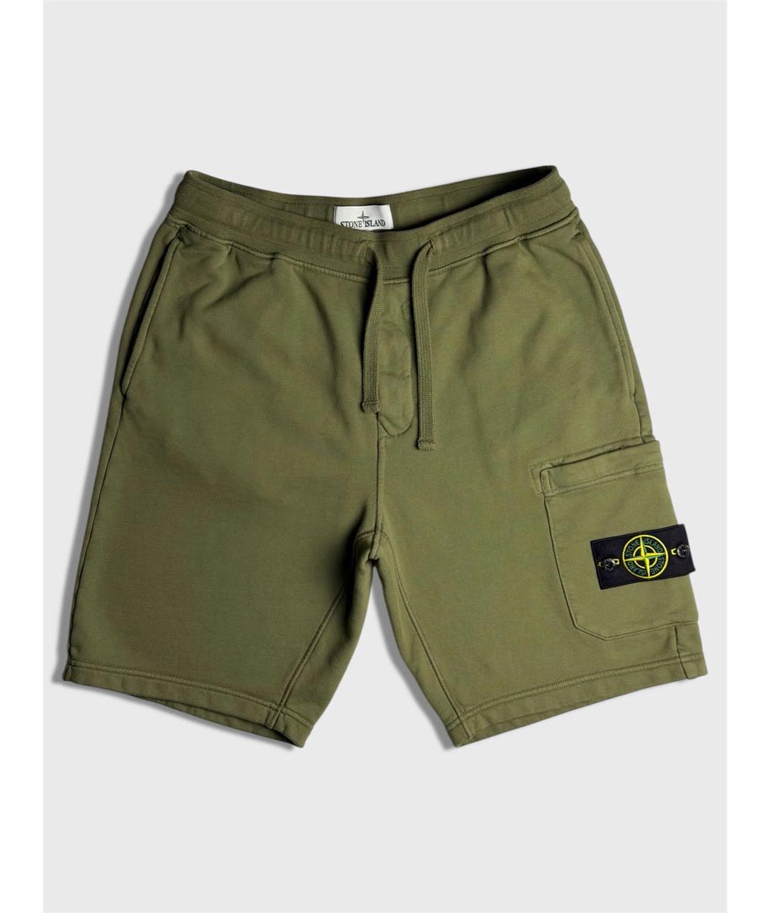 STONE ISLAND Хаки хлопковые шорты, фото 6