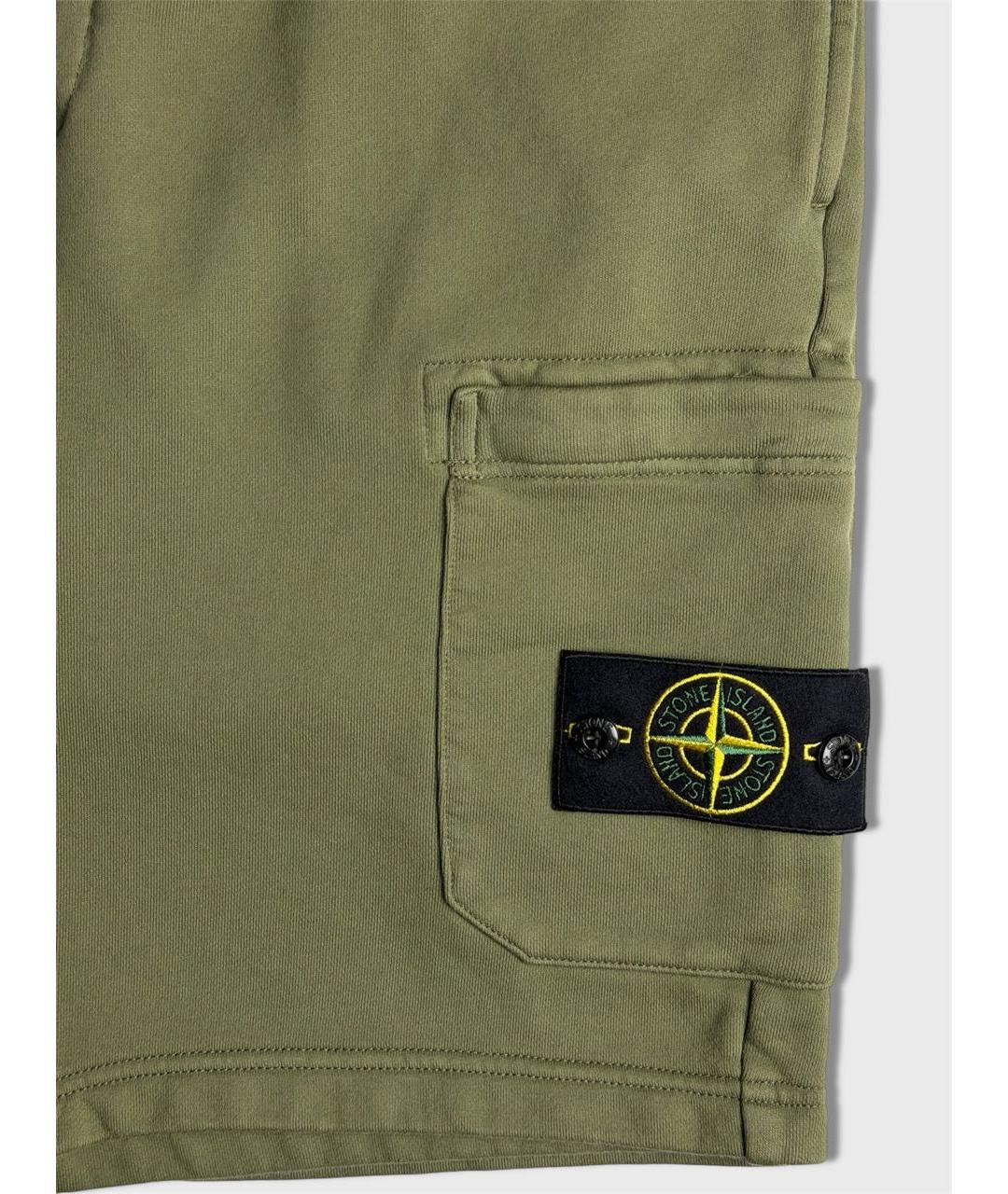 STONE ISLAND Хаки хлопковые шорты, фото 4